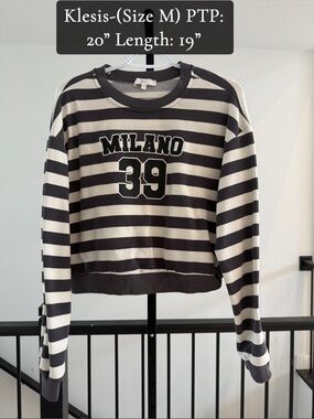 Striped Milano 39 Crewneck Sweater - Black & Cream